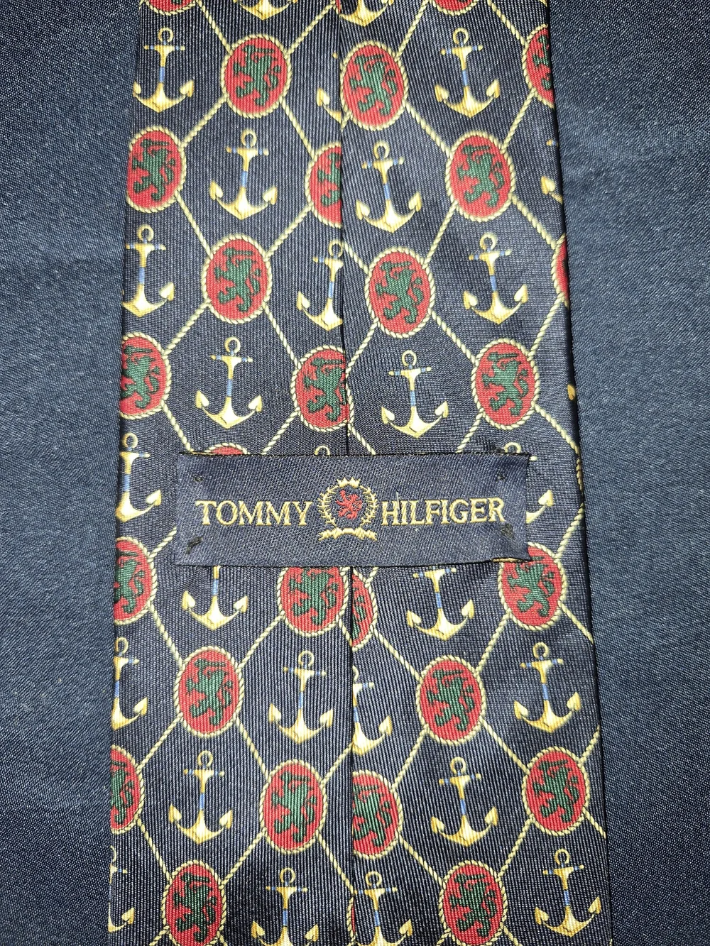 Tommy Hilfiger Navy, Red & Gold Nautical Anchor Silk Tie